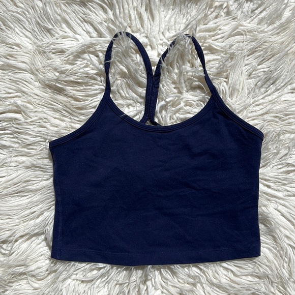 Beyond Yoga Tops - Beyond Yoga Navy Blue Cropped Tank Sports Bra